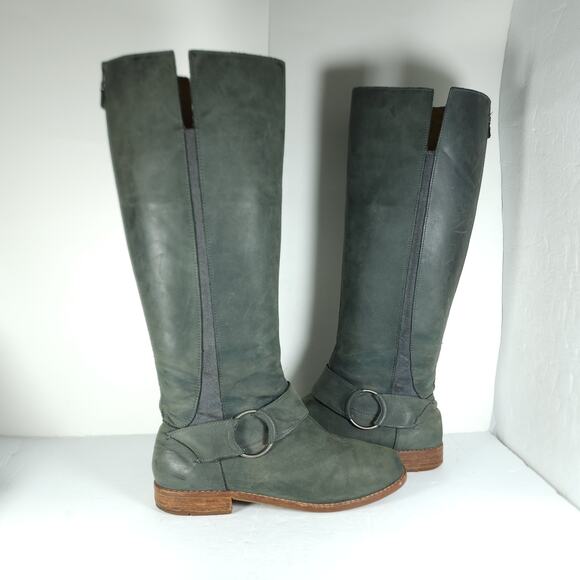 Olukai Women's Holo Lio II US11 Dark Green Leather Back Zip Tall Riding Boots - Picture 7 of 16